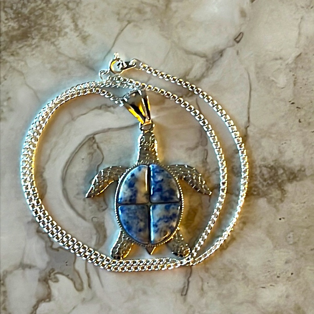 Sodalite Sea Turtle Necklace